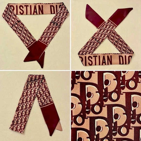 *D*I*O*R* Monogram Print Twilly Bandeau Wrap Scarf - Picture 4 of 7